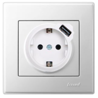 Розетка с заземлением + USB Lezard Lesya, белый (705-0202-181)